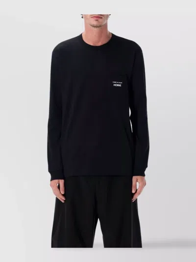 Comme Des Garçons Homme Deux Long Sleeve Logo T-shirt Chest Pocket In Black
