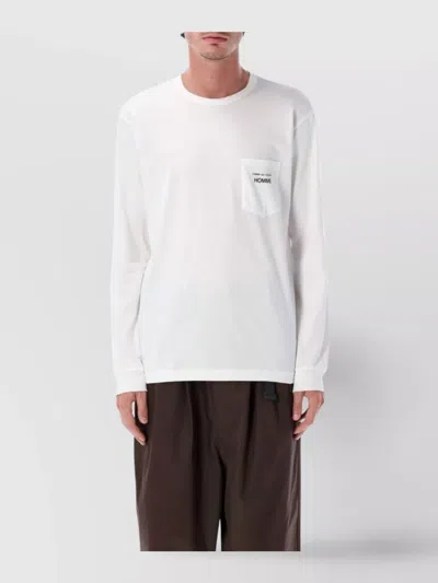 Comme Des Garçons Homme Deux Long Sleeve Logo T-shirt Chest Pocket In White