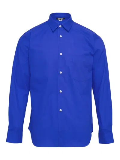 Comme Des Garçons Homme Deux Long-sleeved Patch-pocket Shirt In Blue