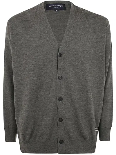 Comme Des Garçons Homme Deux Comme Des Garçons Homme Logo Embroidered Cardigan In Grey