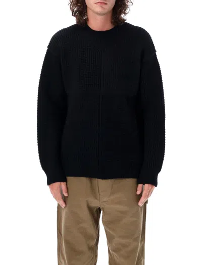 Comme Des Garçons Homme Deux Men's Black Wool Patchwork Sweater