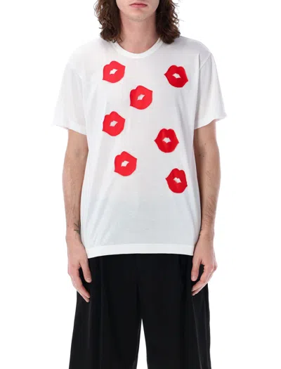 Comme Des Garçons Homme Deux Lips-appliqué Jersey T-shirt In White