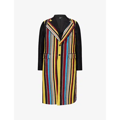Comme Des Garçons Homme Deux Mens Striped Longline Woven Jacket Black X Multi