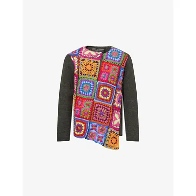 Comme Des Garçons Homme Deux Mens Multi X Top Khaki Crochet Crewneck Wool-blend Jumper