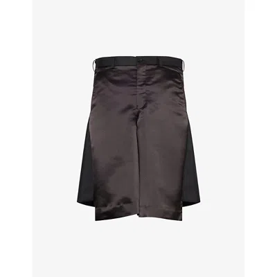 Comme Des Garçons Homme Deux Mens Contrast-panel Tailored Woven Shorts Black X Black
