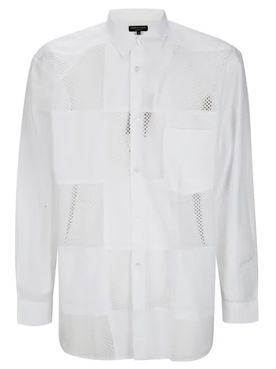 Comme Des Garçons Homme Deux Cotton Shirt W/ Mesh Inserts In White