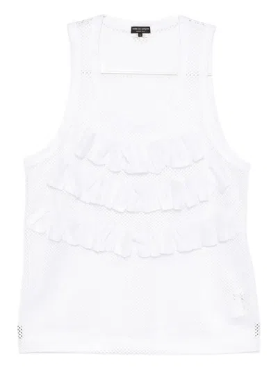 Comme Des Garçons Homme Deux Mesh Raffled Vest In White