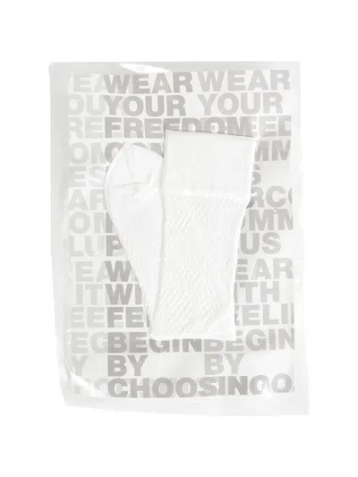 Comme Des Garçons Homme Deux Mesh-knit Socks In White