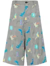 Comme Des Garçons Homme Deux Mirrored-rear Embroidered Checkered Shorts In Grey