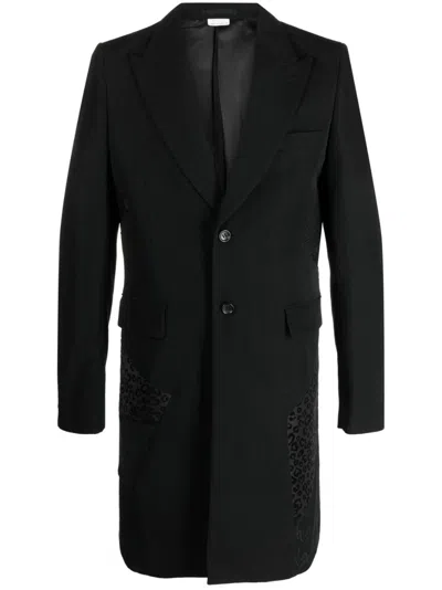 Comme Des Garçons Homme Deux Mix-print Single-breasted Coat In Black