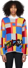 Comme Des Garçons Homme Deux Colour-block Intarsia-knit Jumper In 1 Gray/ Multi