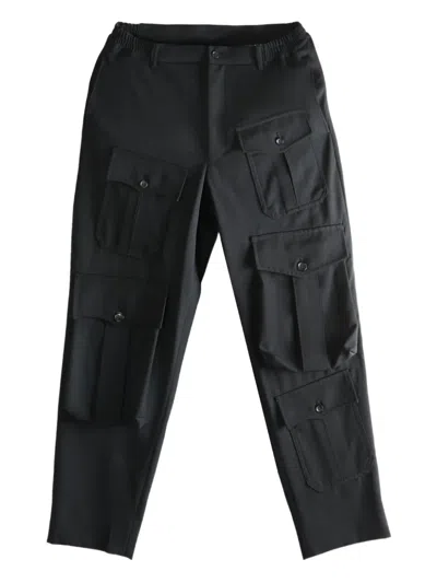 Comme Des Garçons Homme Deux Multiple-pocket Wool Trousers In Black