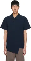 Comme Des Garçons Homme Deux Navy Asymmetric Polo In 1 Navy