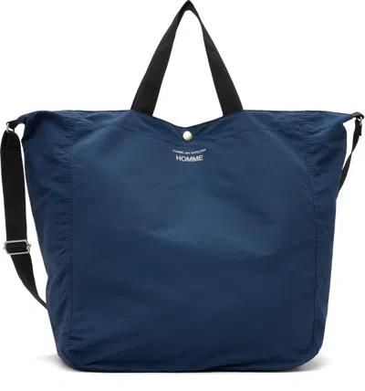 Comme Des Garçons Homme Deux Navy Cotton Nylon Grosgrain Tote In Blue