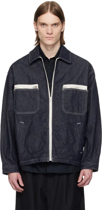 Comme Des Garçons Homme Deux Navy Garment Washed Denim Jacket In Indigo
