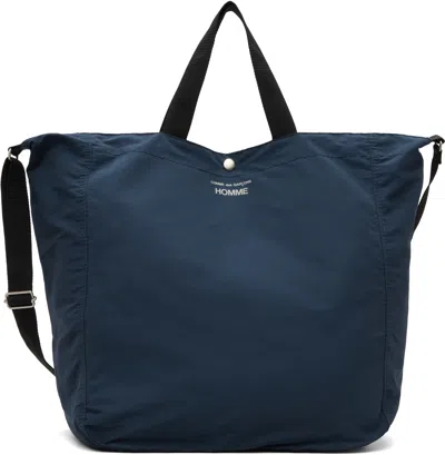 Comme Des Garçons Homme Deux Navy Grosgrain Tote In Blue