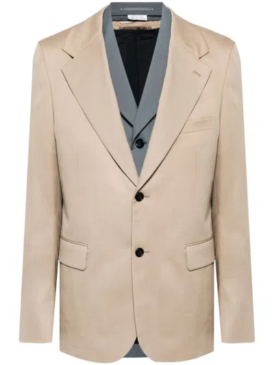 COMME DES GARÇONS HOMME DEUX NEUTRAL LAYERED WOOL BLAZER