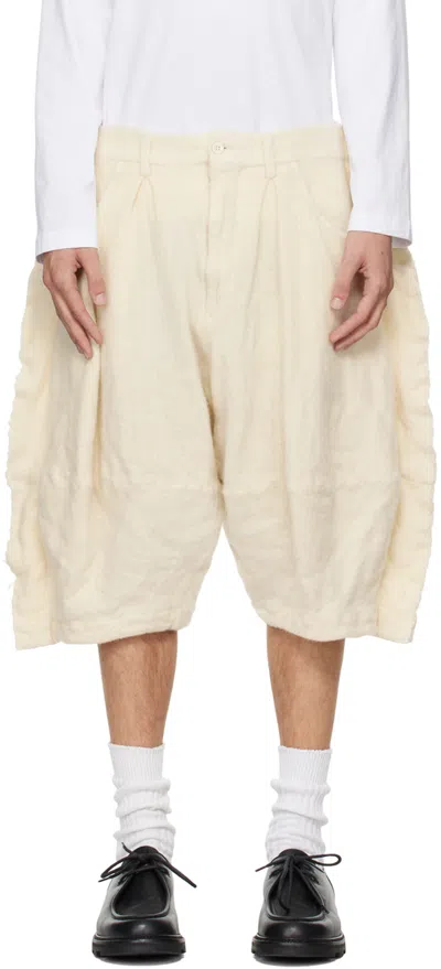 Comme Des Garçons Homme Deux Off-white Brushed Shorts In Natural