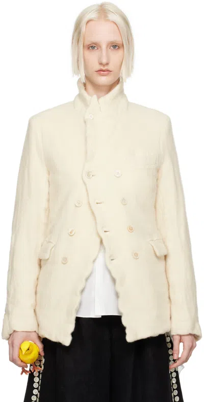 Comme Des Garçons Homme Deux Off-white Double-breasted Blazer In 1 Natural