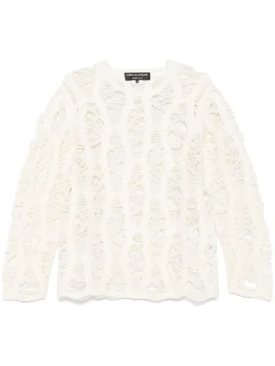 Comme Des Garçons Homme Deux Openwork Sweater In Neutrals