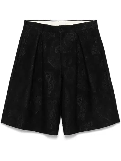 Comme Des Garçons Homme Deux Paisley-jacquard Shorts In Black
