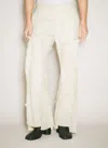 Comme Des Garçons Homme Deux Frayed-details Tailored Trousers In Cream