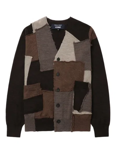 Comme Des Garçons Homme Deux Patchwork Button Cardigan In Brown