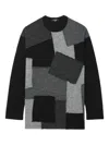Comme Des Garçons Homme Deux Patchwork Crew-neck Sweater In Black