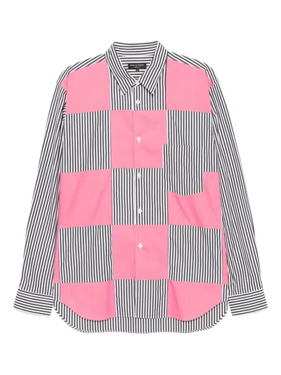 Comme Des Garçons Homme Deux Patchwork Striped Shirt In Black