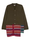 Comme Des Garçons Homme Deux Mens Khaki X Multi Contrast V-neck Wool-blend Cardigan In Green