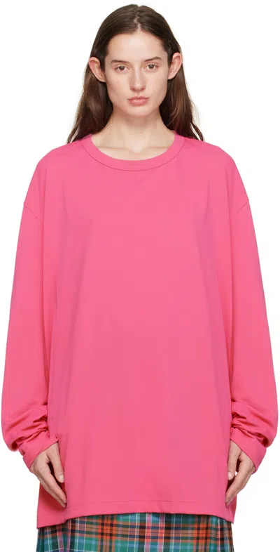 Comme Des Garçons Homme Deux Pink Asymmetric Long Sleeve T-shirt In 2 Pink