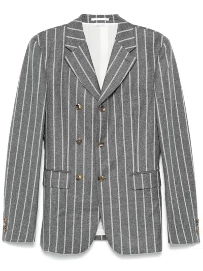 Comme Des Garçons Homme Deux Pinstripe Blazer In Grey