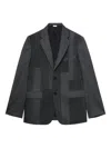 Comme Des Garçons Homme Deux Pinstripe Patchwork Jacket In Black