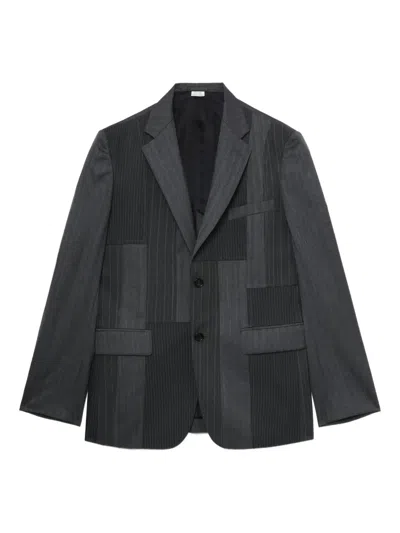 Comme Des Garçons Homme Deux Pinstripe Patchwork Jacket In Black