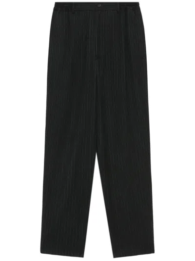 Comme Des Garçons Homme Deux Pinstriped Wool Tailored Trousers In Grey