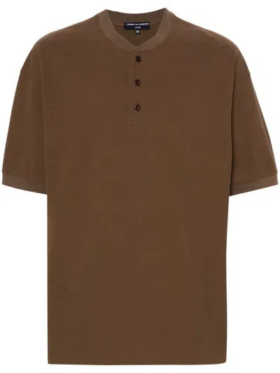 Comme Des Garçons Homme Deux Piqué-weave Cotton T-shirt In Brown