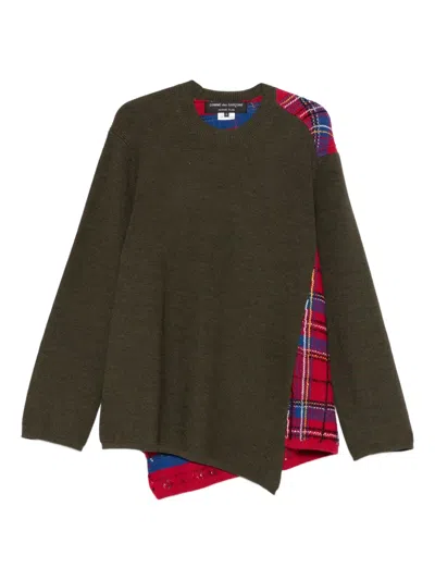 Comme Des Garçons Homme Deux Plaid-paneled Sweater In Green