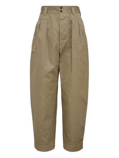 Comme Des Garçons Homme Deux Pleated Cotton Trousers In Green