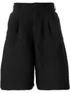 Comme Des Garçons Homme Deux Pleated Detail Bermuda Shorts In Black