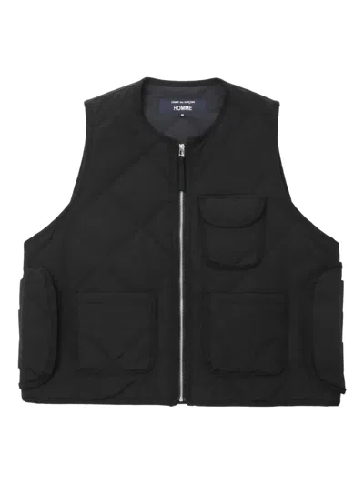 Comme Des Garçons Homme Deux Quilted Zip Vest In Black