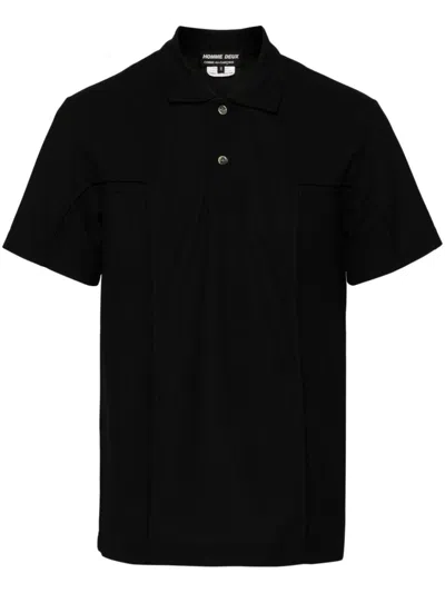 Comme Des Garçons Homme Deux Raised-seam Polo Shirt In Schwarz