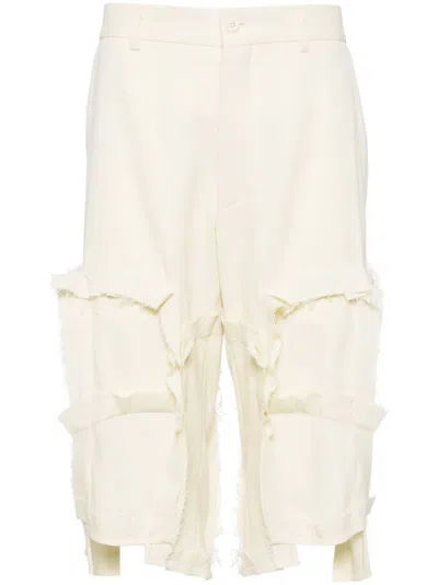 Comme Des Garçons Homme Deux Off-white Distressed Shorts