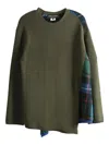 Comme Des Garçons Homme Deux Ribbed-paneled Wool Sweater In Green