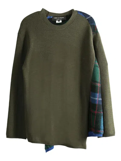Comme Des Garçons Homme Deux Ribbed-paneled Wool Sweater In Green