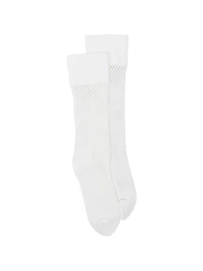 Comme Des Garçons Homme Deux Ribbed-detail Socks In White
