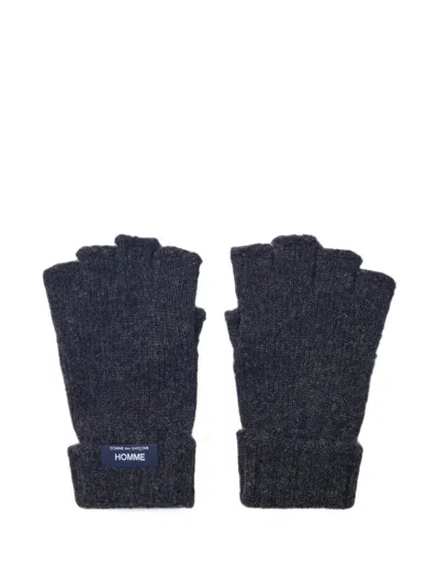 Comme Des Garçons Homme Deux Ribbed-knit Fingerless Gloves In Blue
