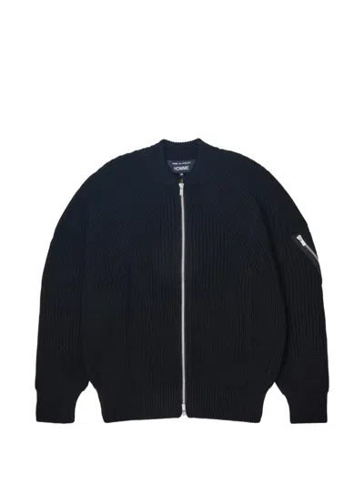 Comme Des Garçons Homme Deux Ribbed-knit Zip-up Cardigan In Black