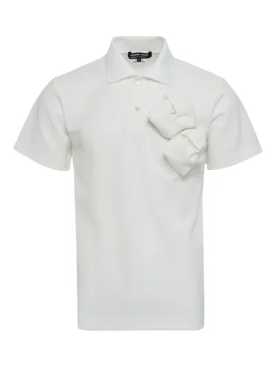 Comme Des Garçons Homme Deux Rosette Polo Shirt In White