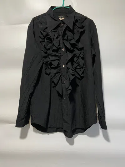 Pre-owned Comme Des Garçons Homme Deux Ruffle Polyester Shirt In Black