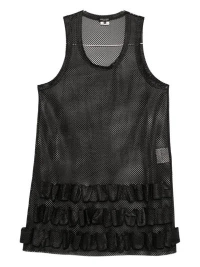 Comme Des Garçons Homme Deux Ruffled Mesh Tank Top In Black
